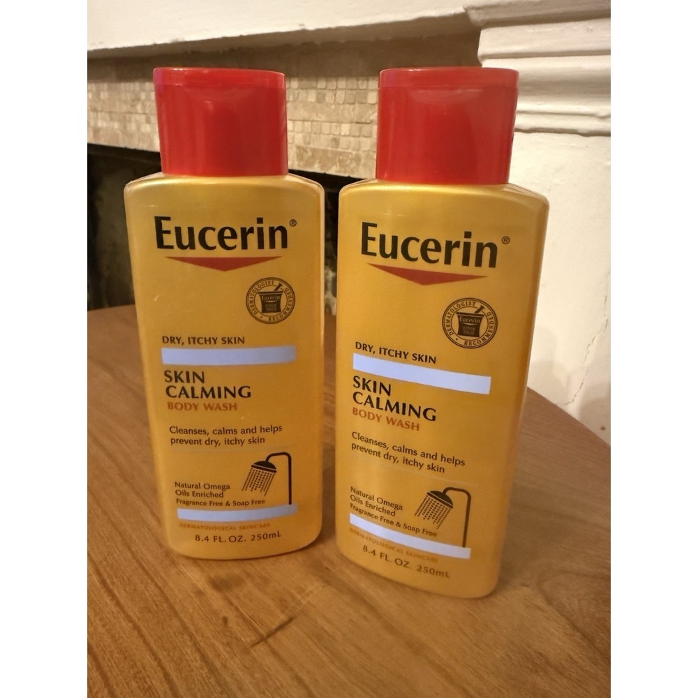 (2) Eucerin Skin Calming Body Wash for Dry & Itchy Skin Fragrance Free 8.4oz New